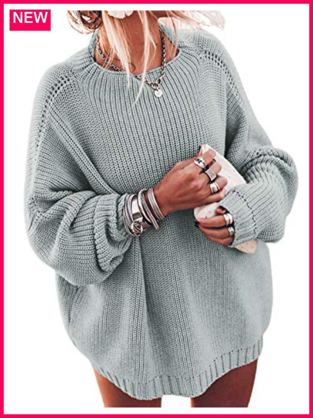 Cozy Oversized Chunky Knit Mock Neck Batwing Sleeve Pullover Sweater